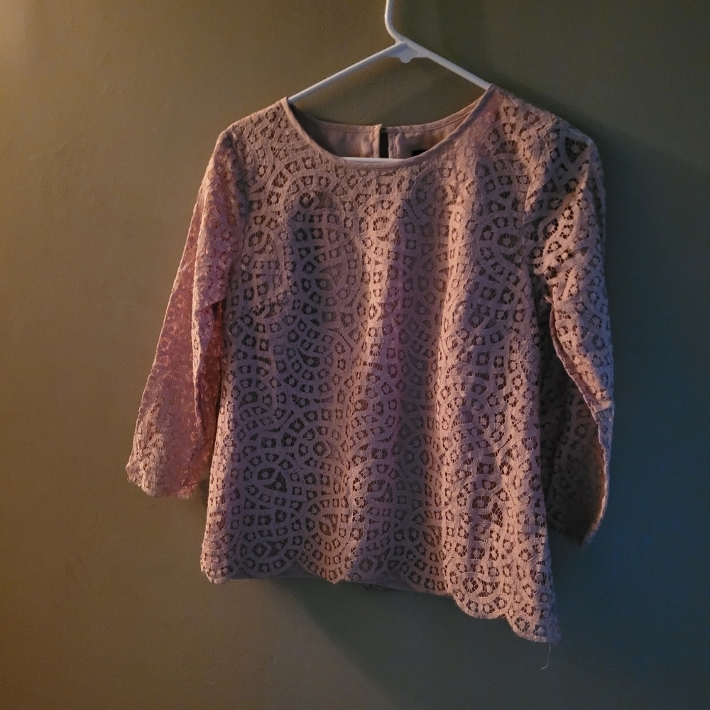 J CREW size 6 Elegant Lace Pink Top